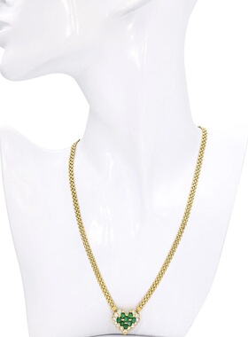 中古18k金编织款祖母绿钻石项链订金链接实价请私询