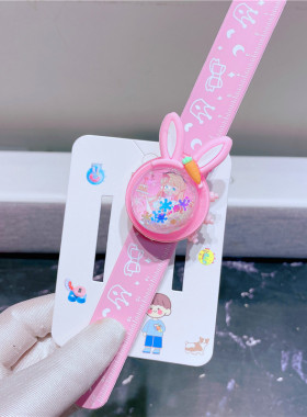 可爱公主女童亮片流沙兔耳手表