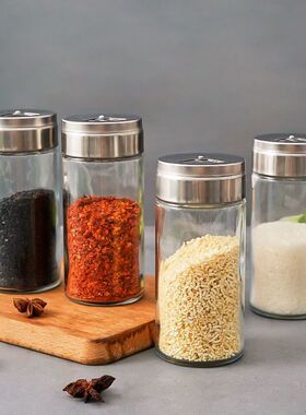 高档玻璃撒料瓶胡椒粉烧烤味精盐厨房调味瓶家用调料罐调料瓶新品