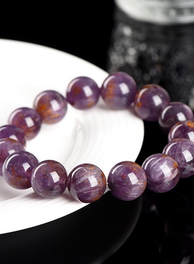 天然紫色钛圆珠紫色大金牙极光散珠极光紫钛水晶手串手链男女礼物