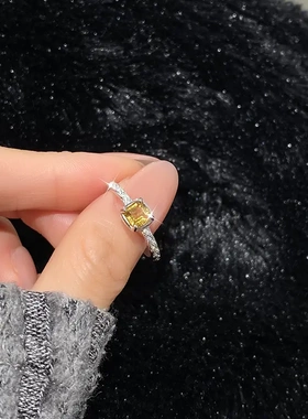 天然紫水晶托帕石橄榄石黄水晶石榴石方糖戒指S925纯银活口女戒