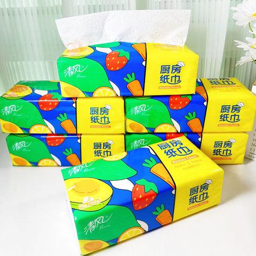 清风厨房抽纸巾2层整箱6包76张实惠装吸油吸水厨房专用纸抹布整箱 - 图2