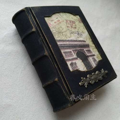 复古暗黑系junk journal手帐本 手工装帧 自制A5手工本圆脊背精装 - 图0