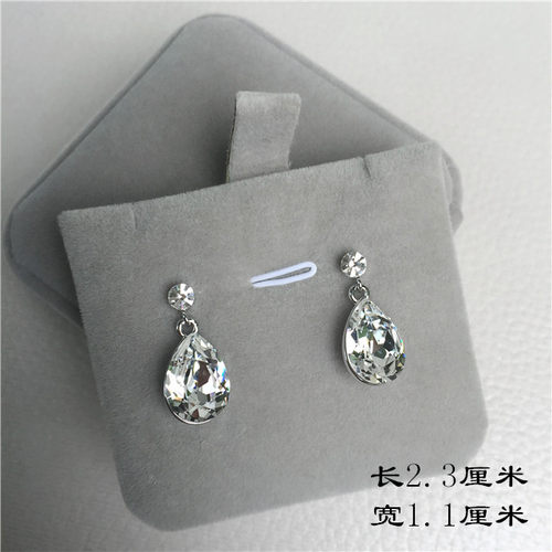 白水滴超闪水晶耳环白色耳坠锆石吊坠耳饰水钻纯白耳钉婚纱0148 - 图0