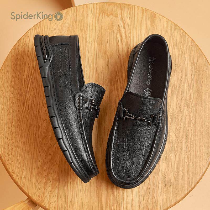 蜘蛛王男鞋官方旗舰店正品2025年秋冬新款羊皮豆豆鞋软底懒人套脚,淘宝优惠券,粉丝福利购,淘宝优惠卷