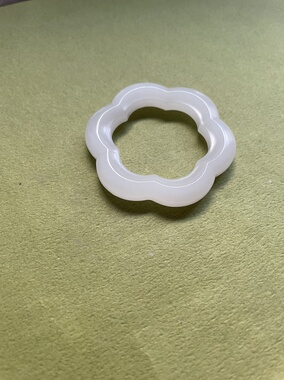 和田玉白玉海棠环仿古环宋式压襟汉服配饰挂件