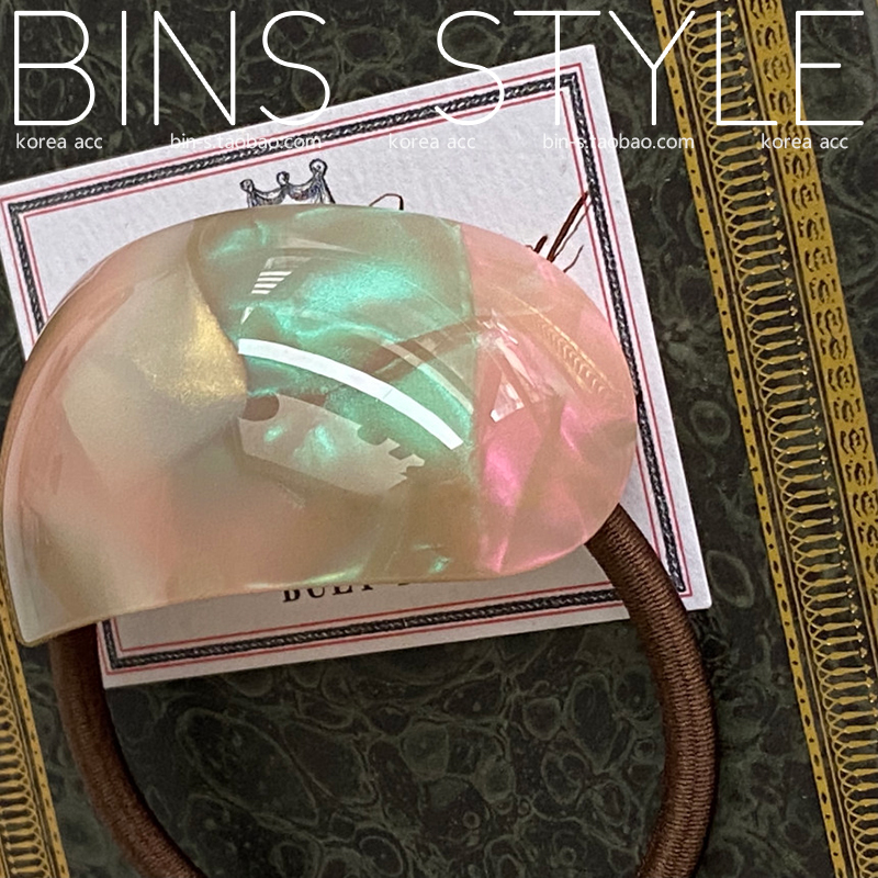 biNs style韩国进口 复古法式 椭圆曲面弧形发圈 扎发头绳皮筋 - 图1