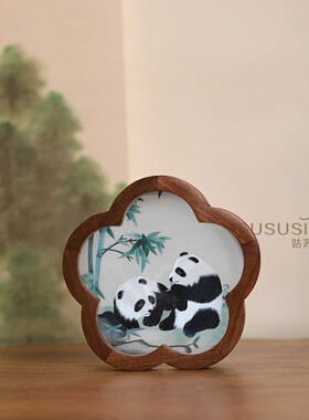 双面刺绣桌面创意小摆件室内装饰台屏复古摆台苏绣商务特色伴手礼