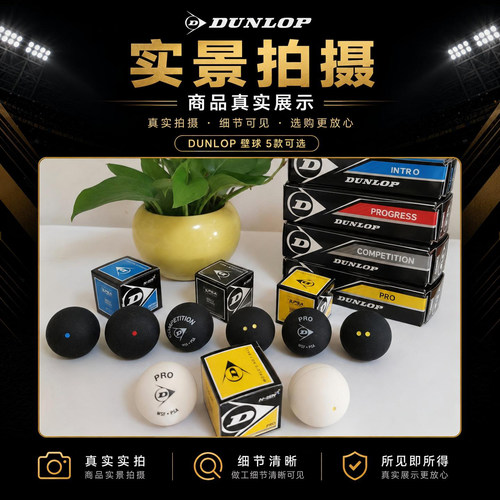 邓禄普登路普DUNLOP双黄点壁球职业比赛球蓝点红单黄点标准弹力球 - 图3