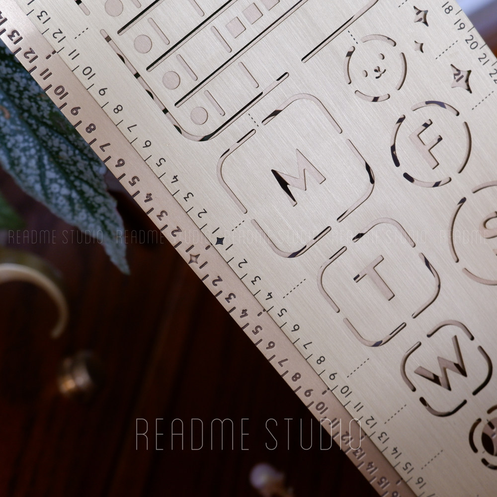 黄铜手帐模板尺3.0 镂空bujo模板点阵画格子神器READMESTUDIO,淘宝优惠券,粉丝福利购,淘宝优惠卷