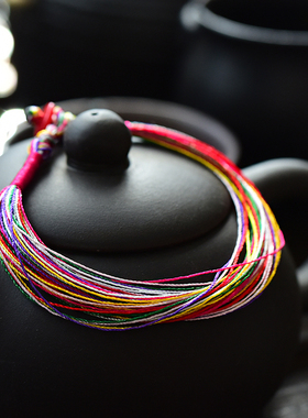 简约端午节五彩红绳手链