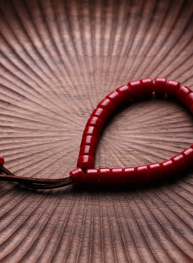 本命年日本古董琉璃白芯大红转运