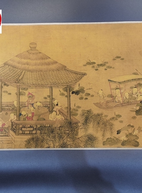 仿古画名人字画精品长卷画客厅装饰画手卷冷枚百子图