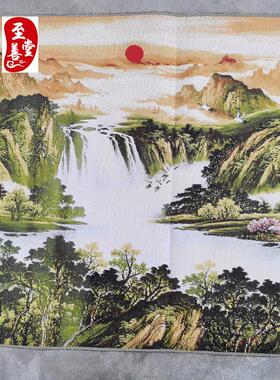 仿古画名人字画国画刺绣仙山福地织锦画客厅装饰画未装裱