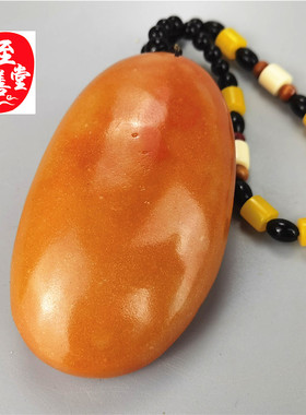 仿寿山石雕田黄色石粉手把件春山郊游奇石观赏石绳随机发