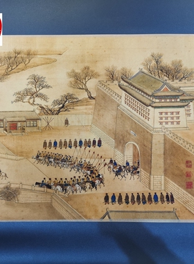 仿古画名人字画精品长卷画客厅装饰画手卷清朝郎世宁乾隆南巡
