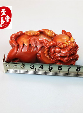 原石旺财挂绳独角兽貔貅手把件
