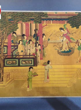 仿古画名人字画精品长卷画客厅装饰画手卷明朝仇英百美图