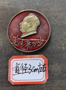 古玩收藏怀旧收藏彩绘黄铜像章发光侧脸万岁客厅装饰摆件3CM
