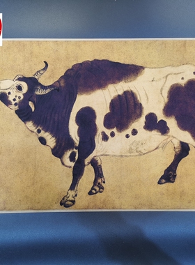 仿古画名人字画精品长卷画客厅装饰画手卷唐朝韩滉五牛图