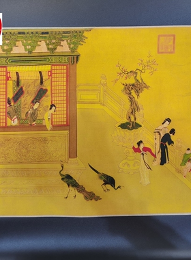 仿古画名人字画精品长卷画客厅装饰画手卷仇英汉宫春晓