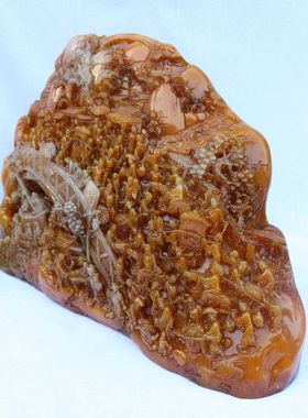 仿玉石寿山石田黄江山如画客厅办公室玄关摆件山水摆件重约30斤