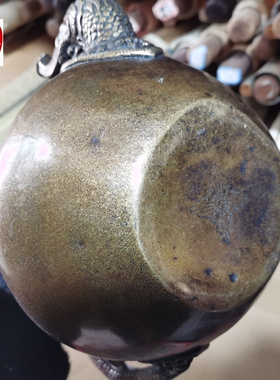 古玩收藏老包浆西藏风格超大龙头龙把铜水壶茶壶客厅装饰摆件