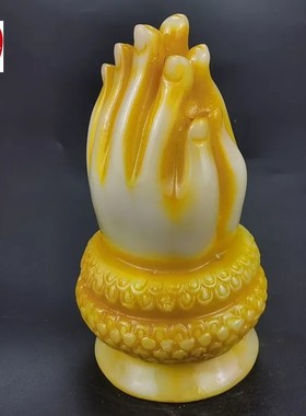 古玩收藏仿寿山石雕做旧染色树脂佛手纳福客厅装饰摆件