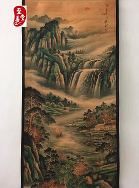 真然源远流长仿古画名人字画国画山水客厅办公室装饰画中堂卷轴画