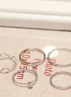 闪钻螺纹波浪形多圈金色关节尾戒