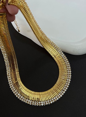 欧美中古风金属闪钻短款项链项圈