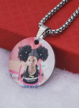 彩色硬币项链刻字定制