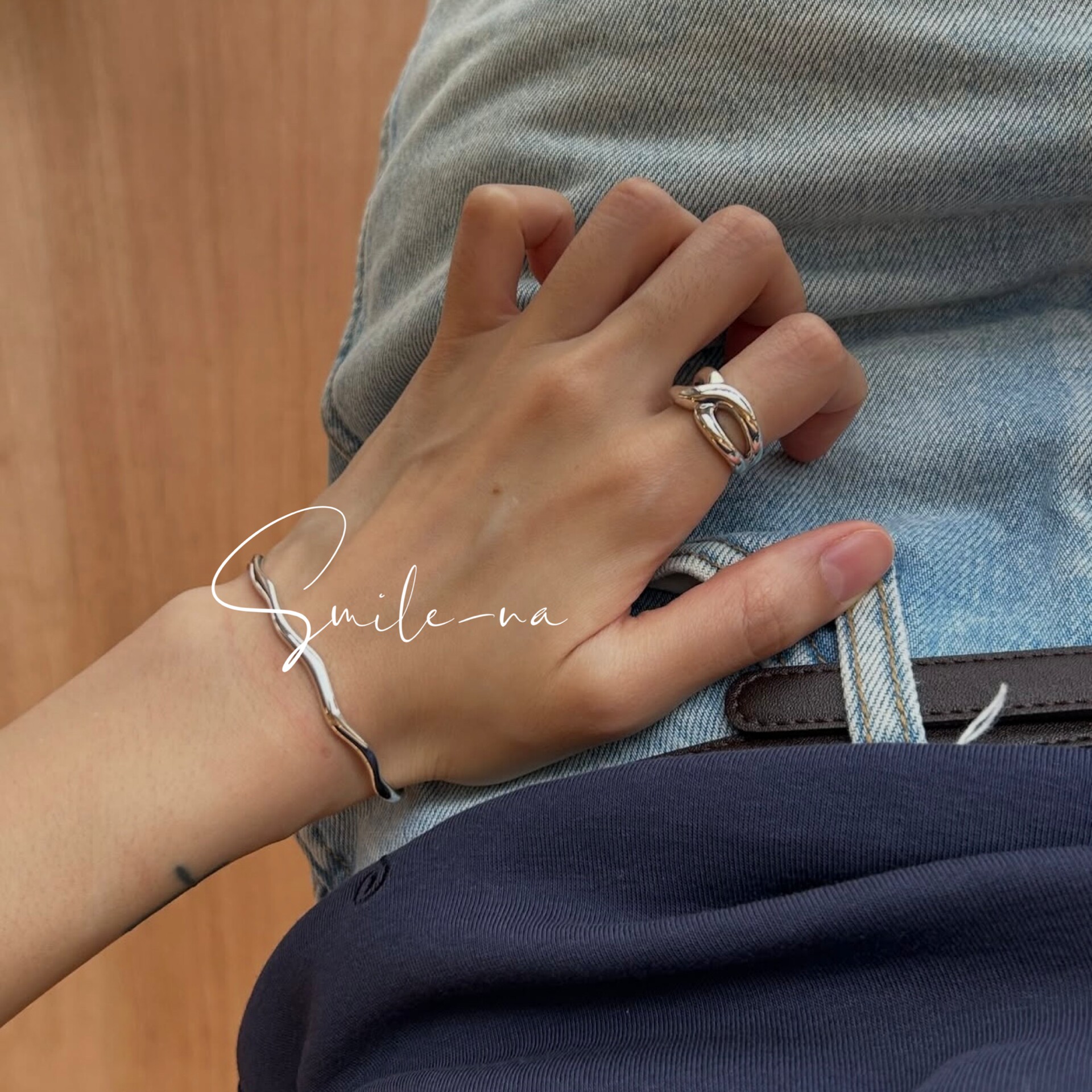 South Korea imported S925 sterling silver niche design simple and versatile fashionable cross hollow ring finger ring joint ring
