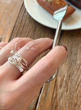 天然韩国珍珠戒指925纯银