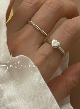 韩国进口小众设计款925纯银不规则纹理立体爱心百搭时尚戒指指环