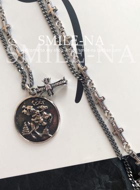 东大门纯银复古做旧镶钻长不规则