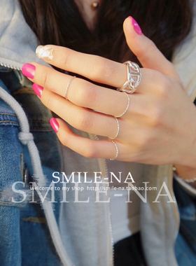 韩国东大门进口925h简约开口戒指