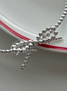 925纯银蝴蝶结造型锁骨链小众