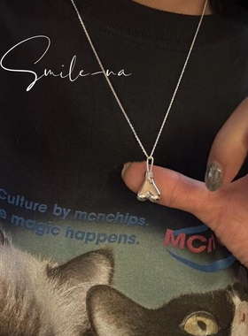 韩国进口小众款S925纯银爱心复古实心吊坠时尚百搭项链 锁骨链