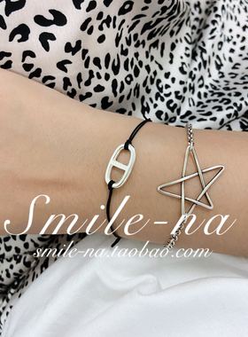 纯银猪鼻子吊坠手绳时尚情侣手环