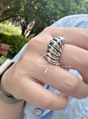 小众设计925纯银欧美牛角包韩国