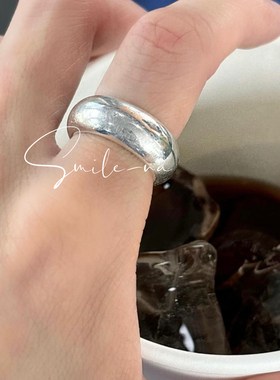 韩国进口S925纯银经典时尚宽面食指泥鳅背单圈闭口百搭戒指指环