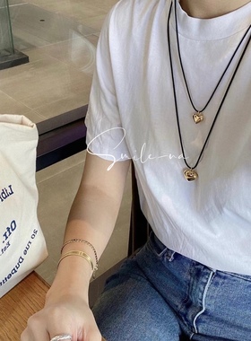 韩国925纯银立体爱心项链