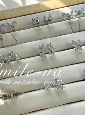 小众风设计师款纯银晶钻开口戒指