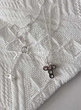 韩国进口小众925纯银法式精致锆石镶嵌十字架吊坠项链颈链锁骨链