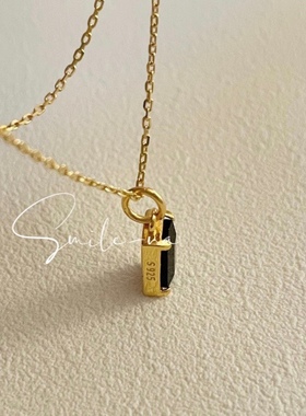 韩国黑玛瑙925925纯银锁骨链