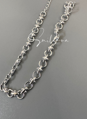 韩国进口小众设计款925纯银圆圈拼接时尚百搭圆环素银手链手环女