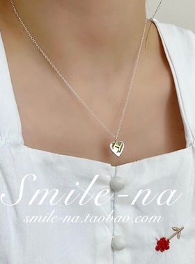 爱心925纯银字母锁骨链项链