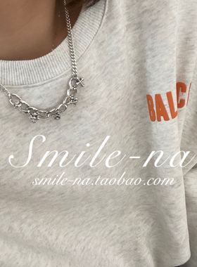 韩国进口纯银重工实心拼接项链