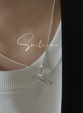 韩国进口小众设计925纯银OT扣时尚简约蛇骨链条锁骨链项链女